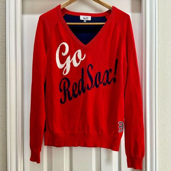 Boston Red Sox Womens V Neck Sweater Touch by Alyssa Milano MLB Size Extra Large - Picture 5 of 13